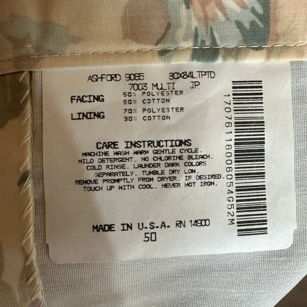 VTG NWT JCPenney 2 Ashford 9065 Floral Curtain Panels Pink Cabbage 80x84 USA